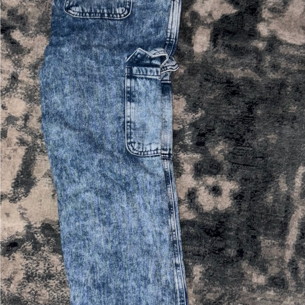 GAP Kids Easy Pull-On Cargo Jeans Acid Wash Blue Denim Boys XL (12) Joggers